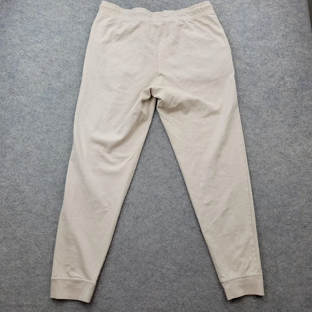 Nike Pants Mens Large Beige French Terry Joggers Elastic Waist Pockets Cuffed